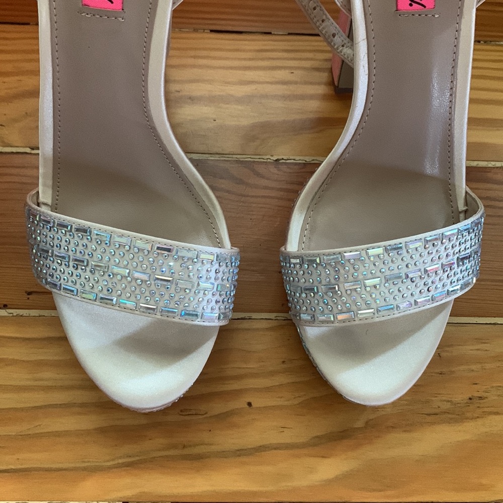 Gold Rhinestone Chunky Heels - Picture 3 of 5